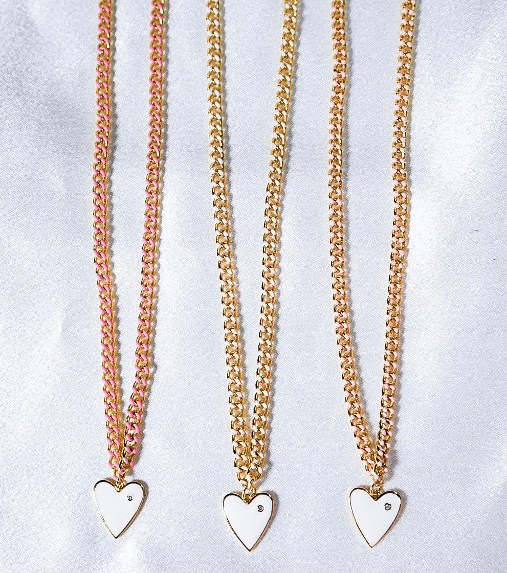 White Heart Necklaces