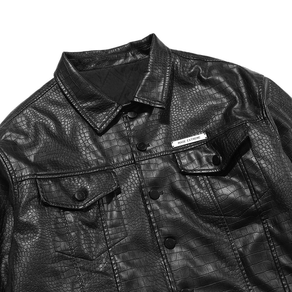 Motorcycle Jacket Vintage High Street Punk Fashion Turn-down Collar Coat