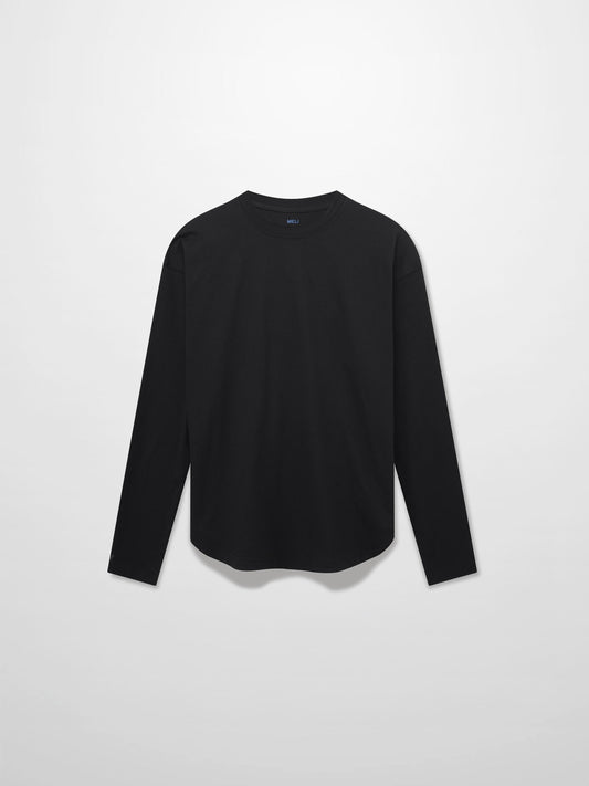 Oversized Rounded Hem T-Shirt-Black