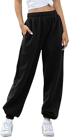 Women's Black Casual Drawstring Sweatpants