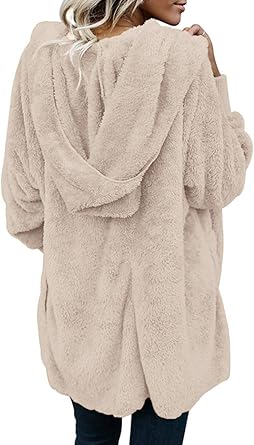 Khaki Fuzzy Jacket Hooded Cardigan