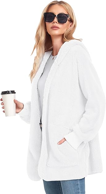 Navy Blue Fuzzy Jacket Hooded Cardigan