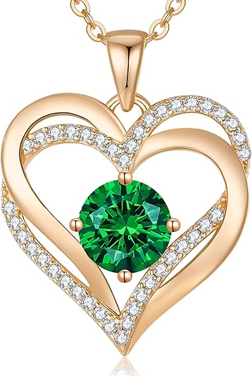 Rose Gold Heart Birthstone Necklace