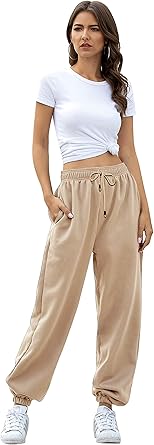 Women's Kaki Casual Drawstring Sweatpants