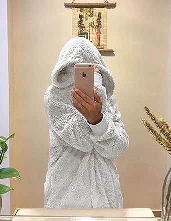 Light Grey Fuzzy Jacket Hooded Cardigan