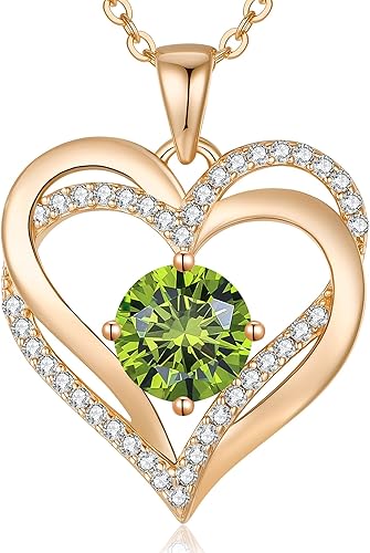 Rose Gold 08 Aug Heart Birthstone Necklace