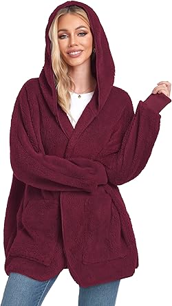 Velvet Fuzzy Jacket Hooded Cardigan