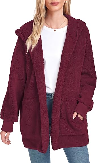 Velvet Fuzzy Jacket Hooded Cardigan