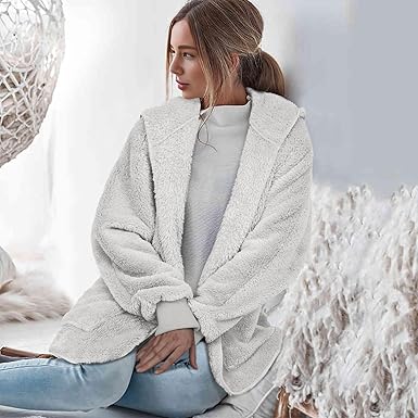 Light Grey Fuzzy Jacket Hooded Cardigan
