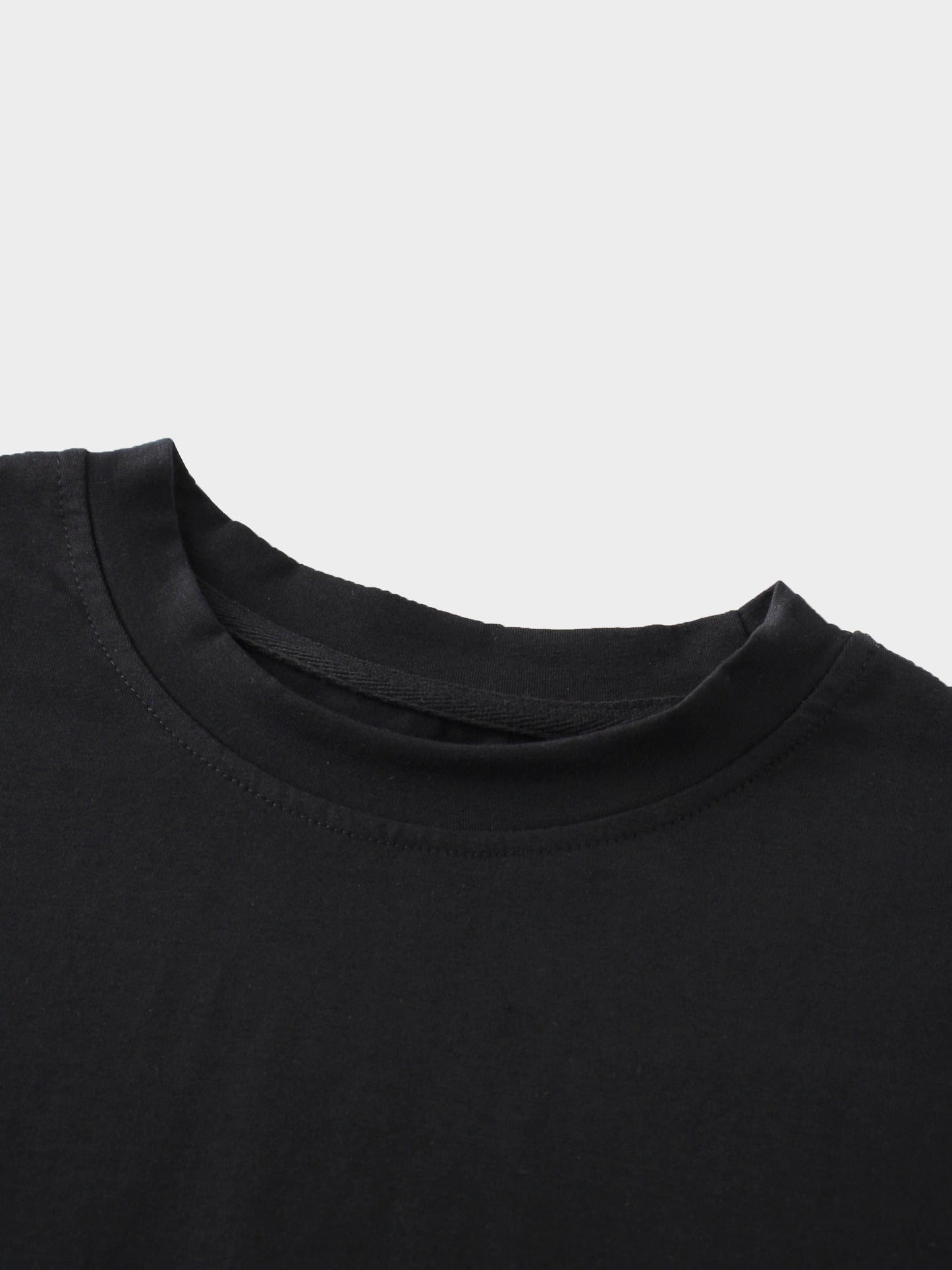 Oversized Rounded Hem T-Shirt-Black