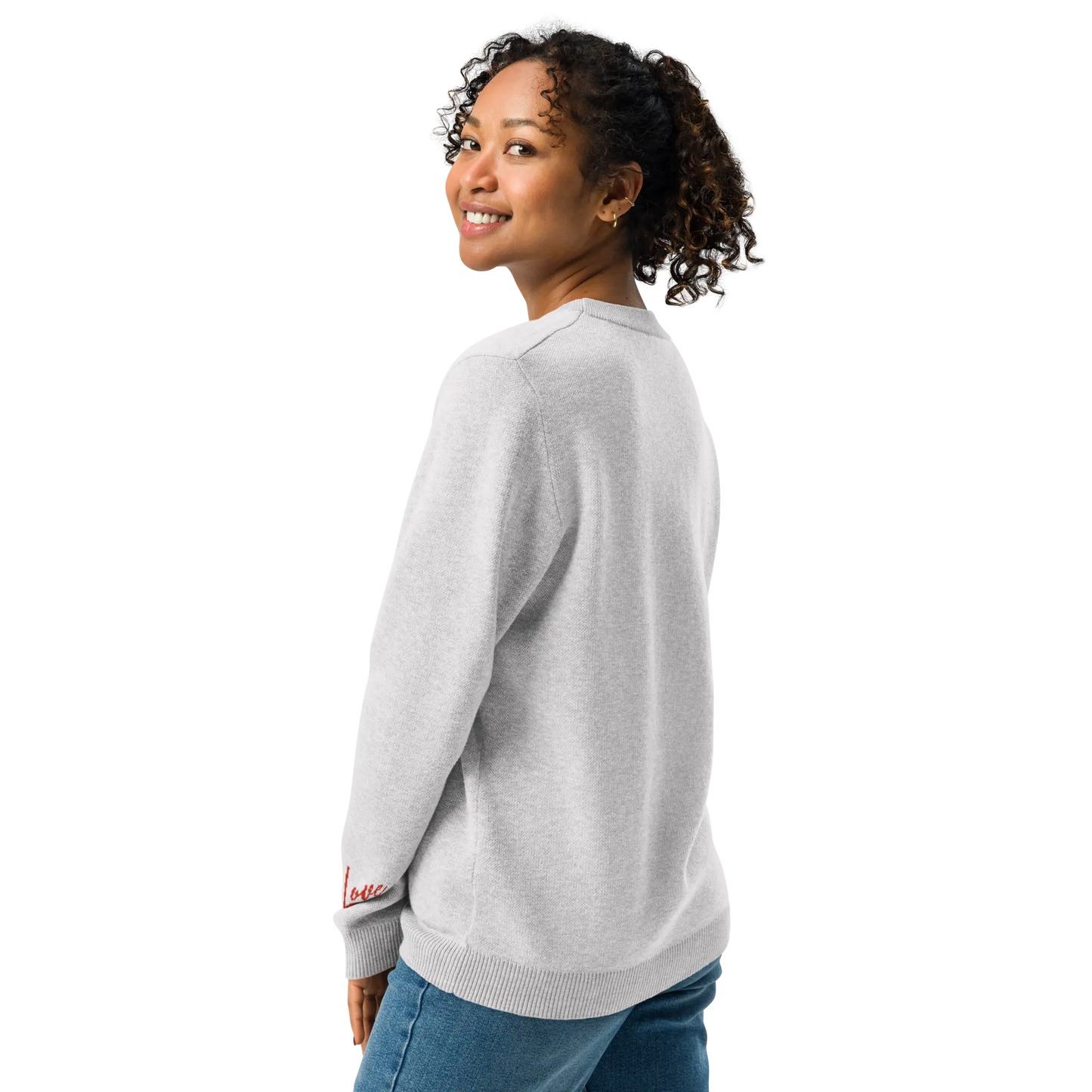 Heart - Knitted crew neck sweater BLEACH