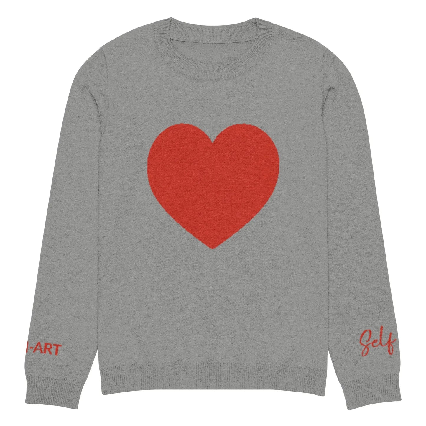 Heart - Knitted crew neck sweater GREY | crew neck knitted sweater