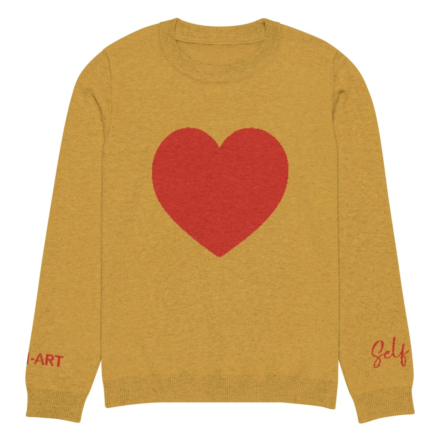 Heart - Knitted crew neck sweater MUSTARD