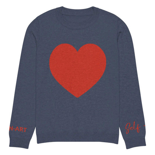 Heart - Knitted crew neck sweater NAVY