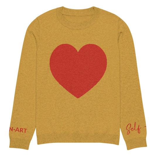 Heart - Knitted crew neck sweater MUSTARD