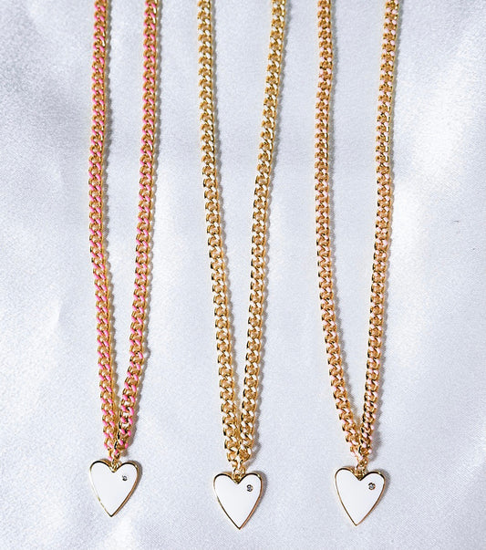 White Heart Necklaces