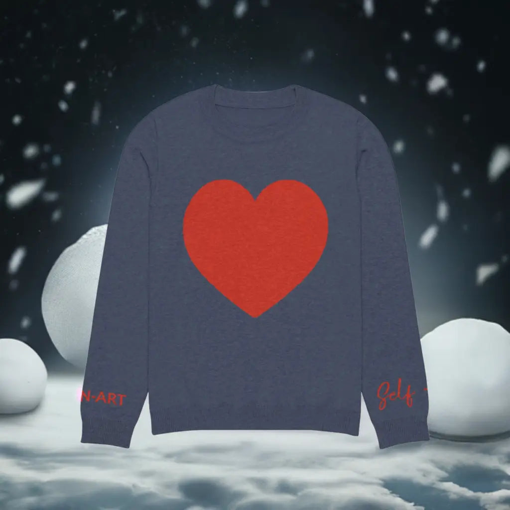 Heart - Knitted crew neck sweater NAVY