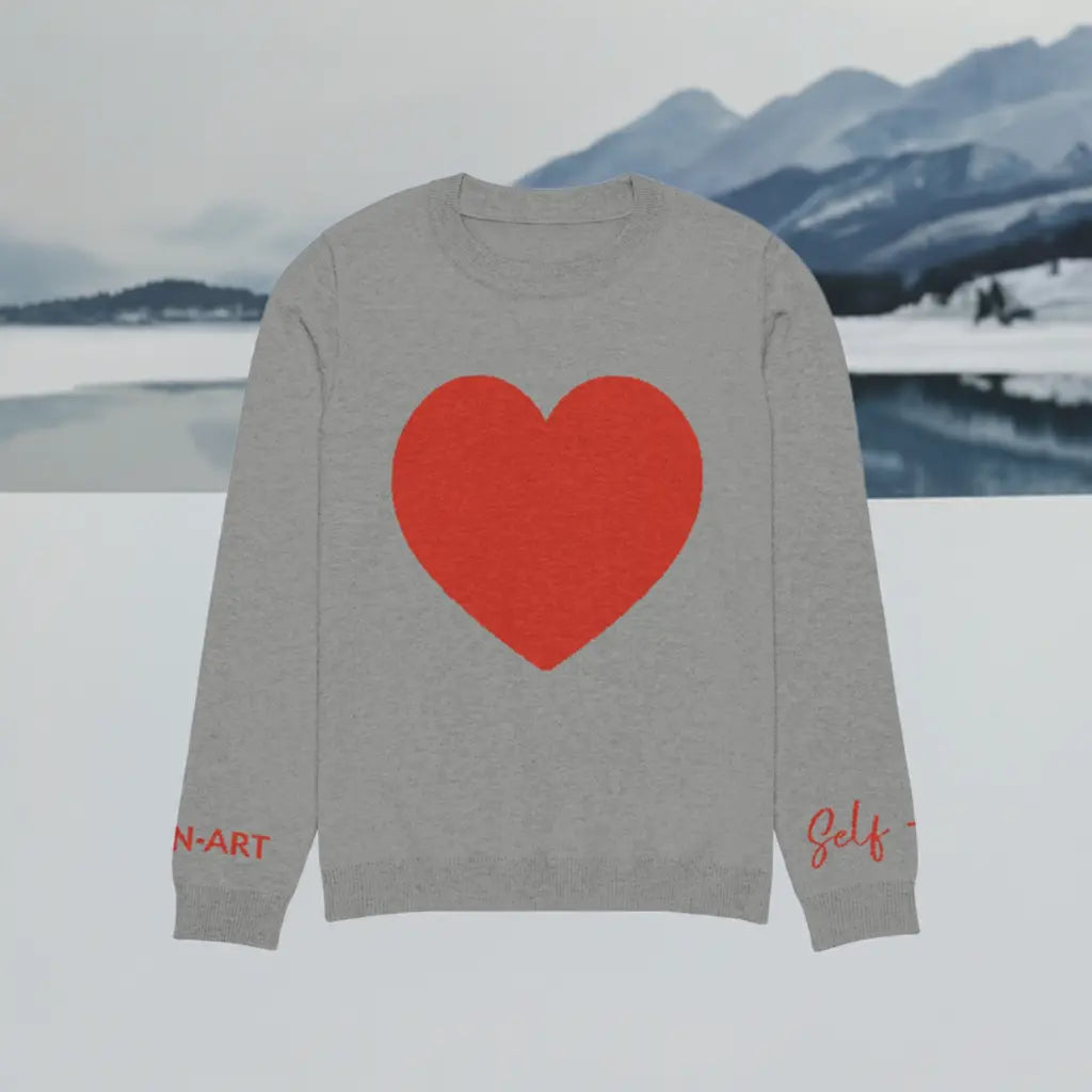 Heart - Knitted crew neck sweater GREY | crew neck knitted sweater