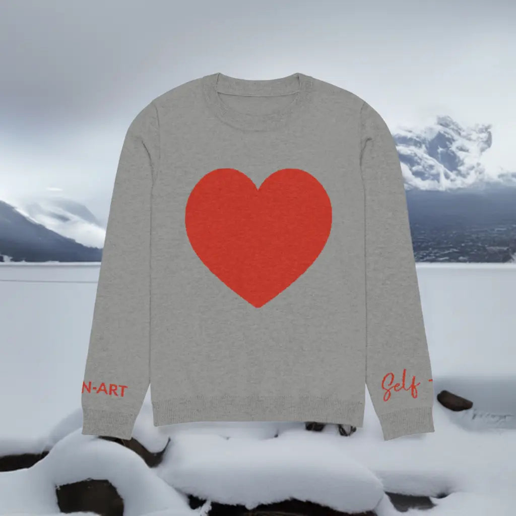 Heart - Knitted crew neck sweater GREY | crew neck knitted sweater