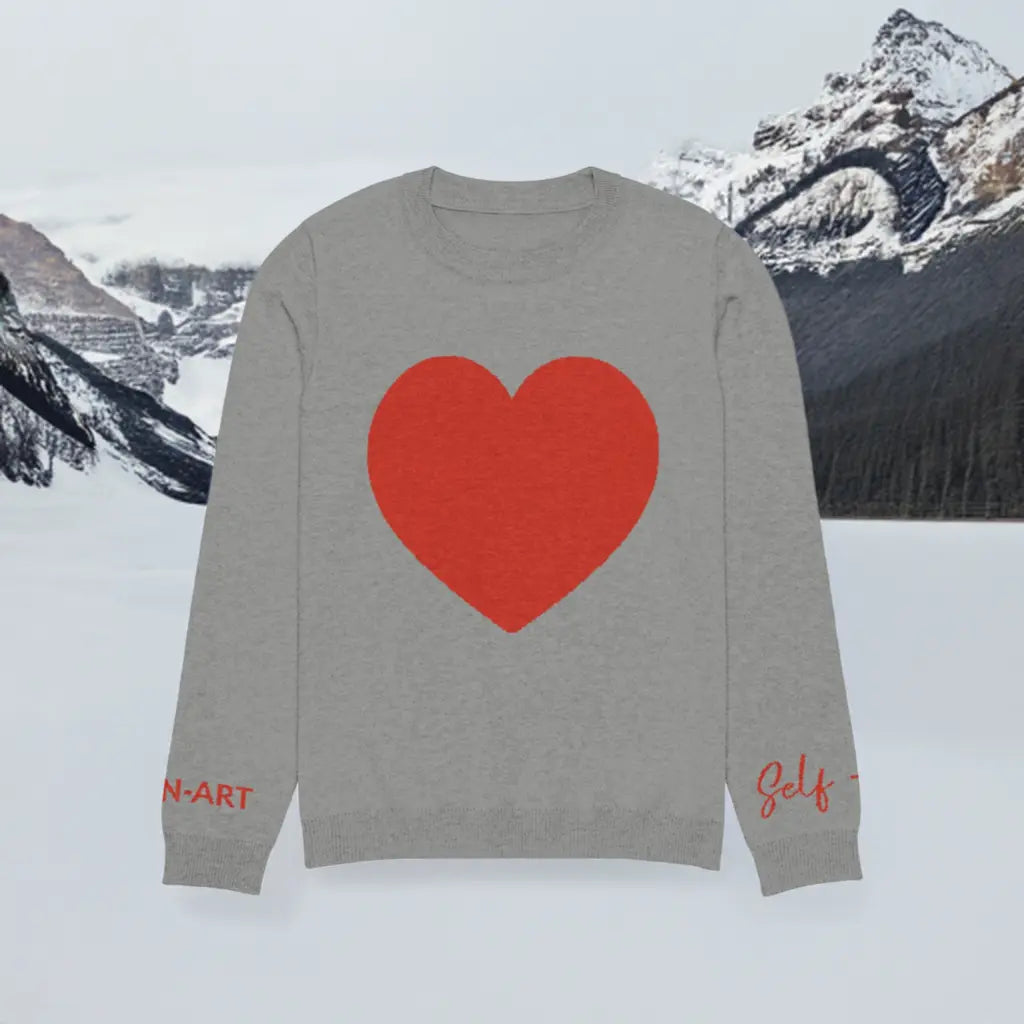 Heart - Knitted crew neck sweater GREY | crew neck knitted sweater