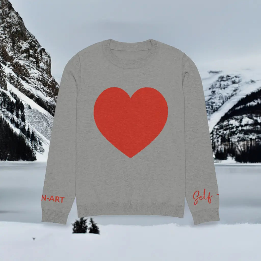 Heart - Knitted crew neck sweater GREY | crew neck knitted sweater