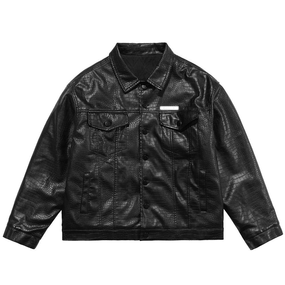Motorcycle Jacket Vintage High Street Punk Fashion Turn-down Collar Coat