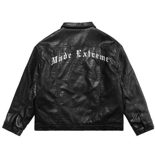 Motorcycle Jacket Vintage High Street Punk Fashion Turn-down Collar Coat